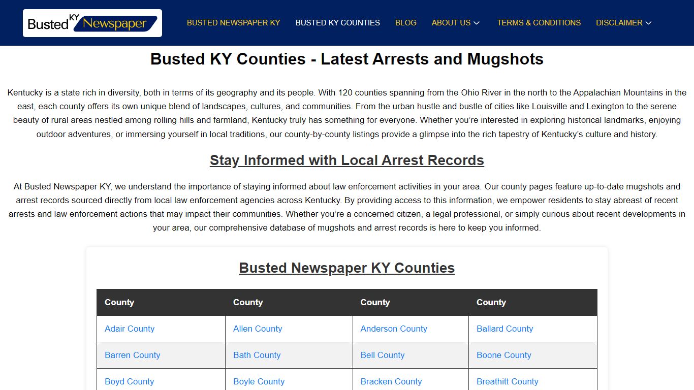 Busted KY Counties - Busted Newspaper KY