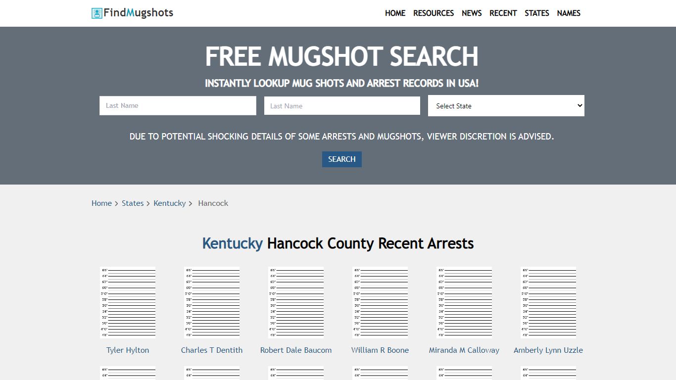 Find Hancock Kentucky Mugshots - Find Mugshots