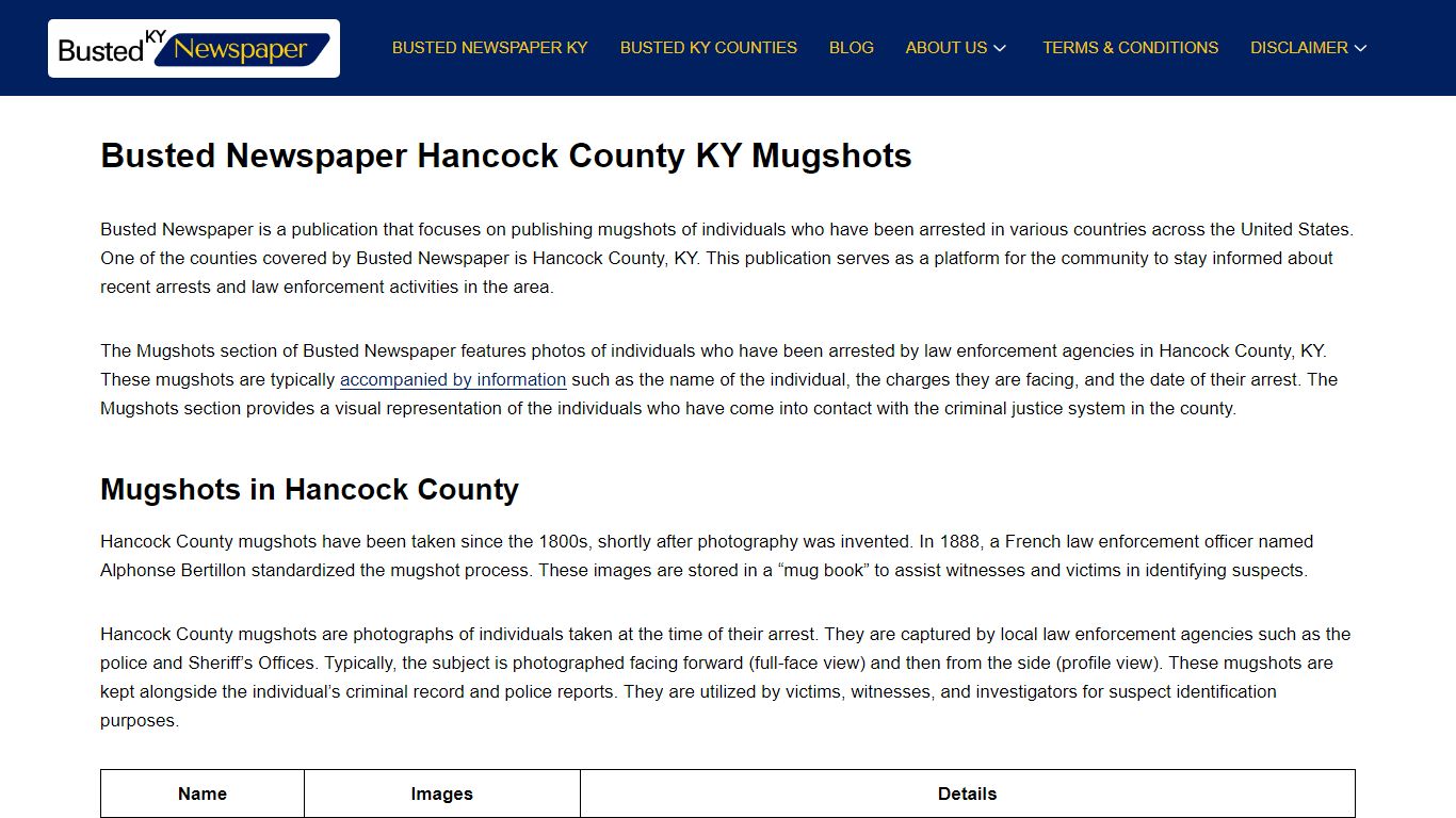 Busted Newspaper Hancock County KY Mugshots